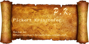 Pickert Krisztofer névjegykártya